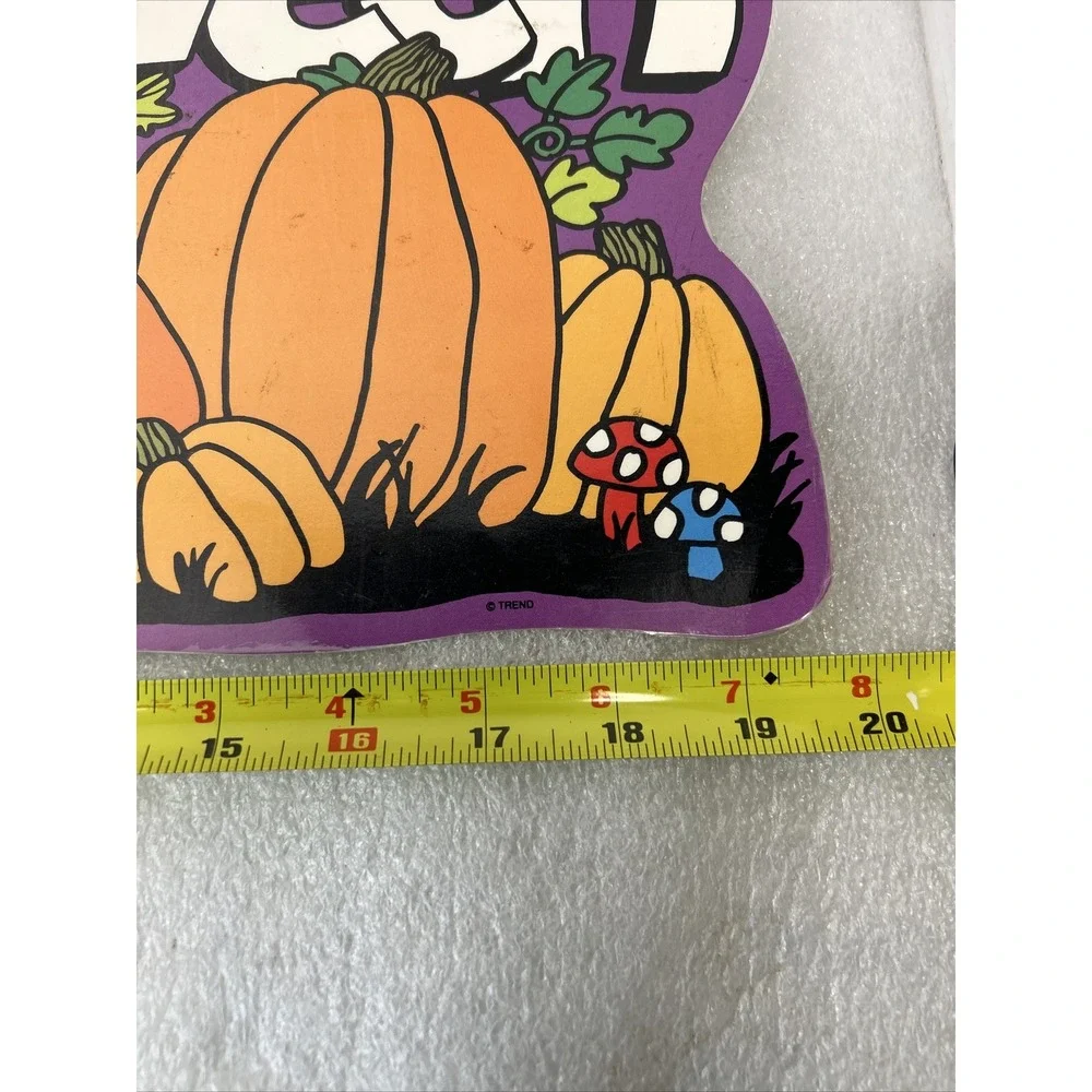 Die Cut Paper Laminate Happy Halloween Sign Black Cat Mushroom Pumpkin